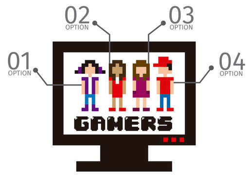 Colorful Pixel Art Gamers Character Infographic Template