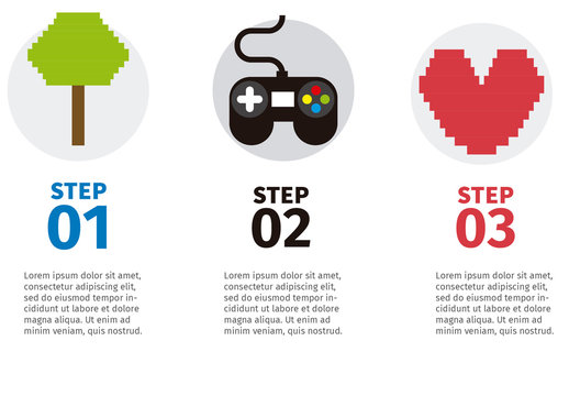 Video Game Data Infographic with Pixelated Pictogram Icons 4