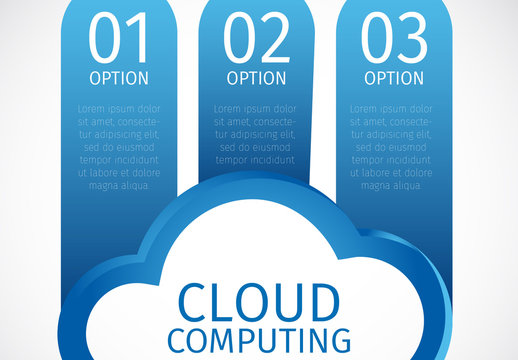 Vertical Tab Cloud Storage Infographic with Cloud Illustration Element