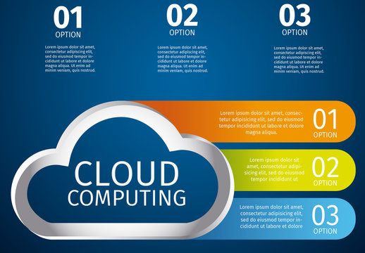 Horizontal Tab Cloud Storage Infographic with Cloud Illustration Element