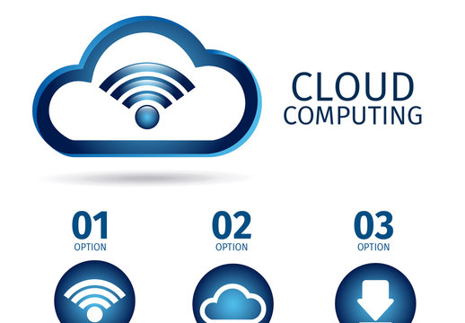 Blue And White Cloud Download WiFi Computing Template