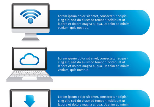 Horizontal Tab Cloud Storage Infographic with Large Icons 