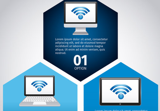 Hexagonal Tile Wifi Data Infographic with Icons