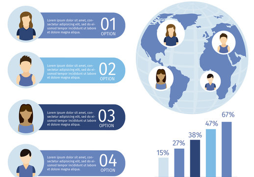 Blue And Navy Global Social Network Statistics Infographic Template