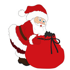 Ilustration for Christmas and New Year. Santa Claus. Bag with gifts. Vector