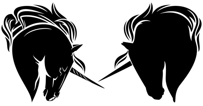 unicorn profile head black vector silhouette design
