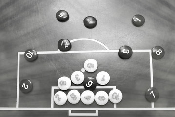 Soccer formation tactics on a green board