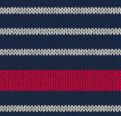 Fototapeta na wymiar Style Seamless Marine Blue White Red Color Knitted Vector Pattern