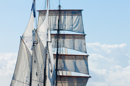 Barquentine yacht sails and rigging background