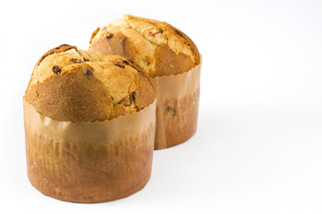 Christmas cake panettone isolated on white background

