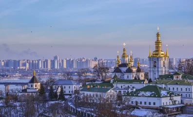 Fototapeten Panoramic view on Kiev Pechersk Lavra Monastery in winter © finwal89