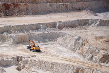 Kaolinite quarry with digger