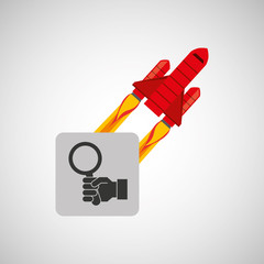 red rocket concept business hand search vector illustration