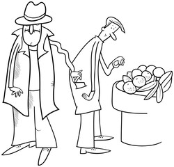 thief stealing wallet illustration