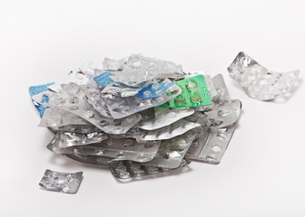 Empty blister packs from tablets