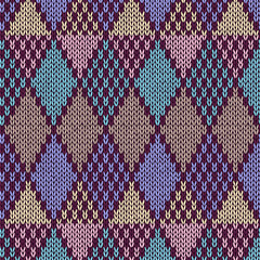 Style Seamless Knitted Pattern.Blue Pink Yellow Color Illustrati
