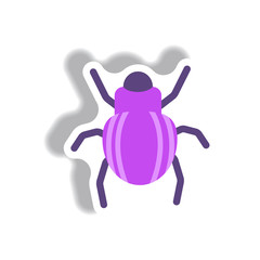 stylish icon in paper sticker style beetle insect