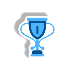 stylish icon in paper sticker style cup winner