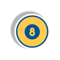 stylish icon in paper sticker style billiard ball