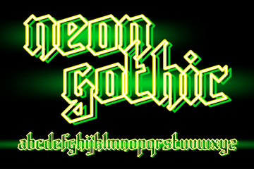 Neon light gothic font