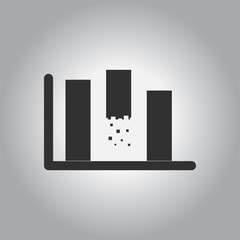 black and white Vector illustration in flat design of column chart