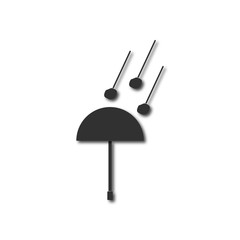 Black and white Vector illustration in flat design of hail and umbrella