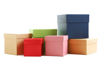 Stacks of boxes isolated on a white