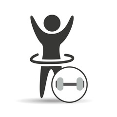 man hand up silhouette with barbell icon design vector illustration eps 10