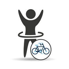 man hand up silhouette with bycicle icon design vector illustration eps 10