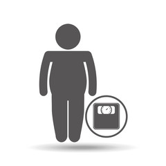 man silhouette fat weight scale icon vector illustration