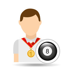 athlete medal pool ball icon graphic vector illustration