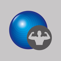fitness silhouette blue ball gym graphic vector illustration eps10