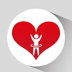 athlete silhouette heart beat design graphic vector illustration eps 10