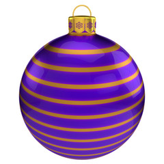 Weinachtskugel lila gold gestreift