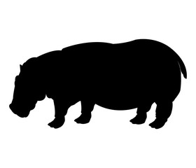 Hippo icon. Animal life nature and fauna theme. Isolated black and white design. Vector illustration