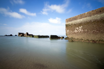 France, Asnelles - Port artificiel en temps de pose