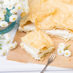 Delicious Polish cake with creme, called Karpatka