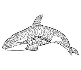 Fototapeta premium Whale icon. Animal life nature and fauna theme. Isolated black and white design. Vector illustration