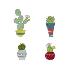 Vector illustration of a set of hand drawn cactus.
