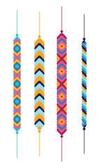 Set of friendship hippy bracelets. Multicolor vector illustration