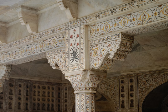 Ornament details of Musamman Burj in Red Agra Fort. Agra, Uttar Pradesh, India Musamman Burj