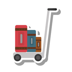 suitcases transport cart isolated icon vector illustration design