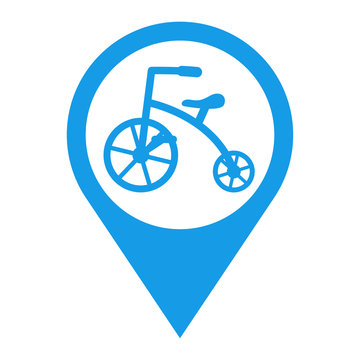 Icono plano localizacion triciclo azul