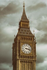 Fototapeta na wymiar Big Ben against cloudy sky, London, United Kingdom