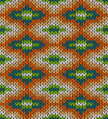 Style Seamless Knitted Pattern. Blue Green Orange White Color Il