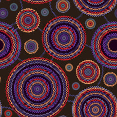 Abstract Seamless Ethnic Style Circle Simple Color Vector Needle