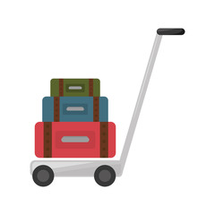 suitcases transport cart isolated icon vector illustration design