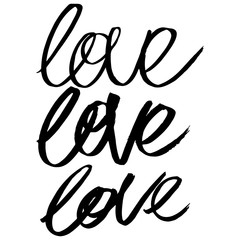 Vector handpainted ink illustration with Love lettering.