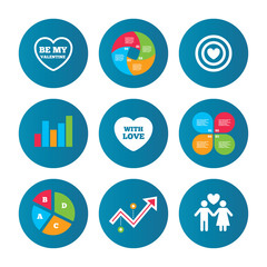 Valentine day love icons. Target aim with heart.