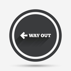 Way out left sign icon. Arrow symbol.